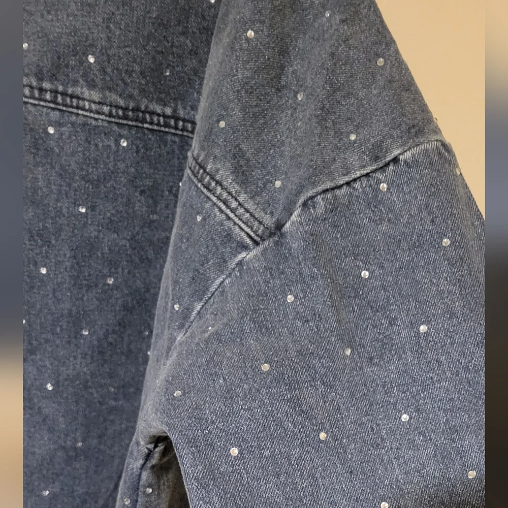 Denim Jacket with Rhinestone Detail